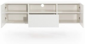 Závesný TV stolík Nicole 150 cm s otvorenou policou - biela / biela mat