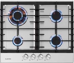 Klarstein Ignito 4 Zonen, plynová varná doska, 4 Sabaf horáky, nehrdzavejúca oceľ, strieborná