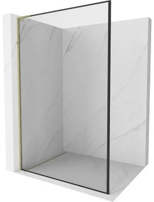 Mexen Kioto L, sprchová zástena Walk-In 70 x 200 cm, 8mm číre sklo čierny vzor, zlatý lesklý profil,800-070-103-50-70