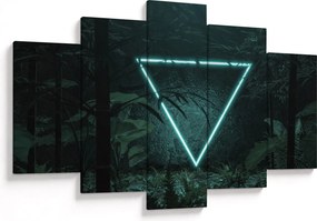 Obraz - Neónový trojuholník v jungli (150x105 cm)