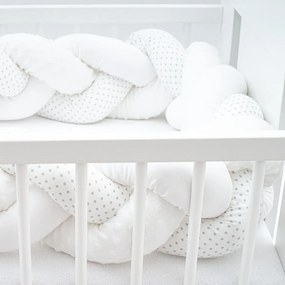 Ochranný mantinel do postieľky vrkoč New Baby Minka a Bodky sivý
