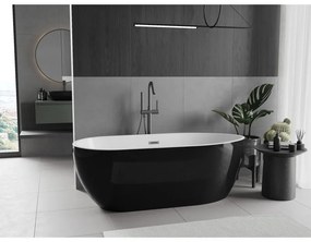 Mexen Eos, voľne stojaca vaňa 150 x 75 cm, biela-čierna, brúsený grafit prepad, 52471507575-95