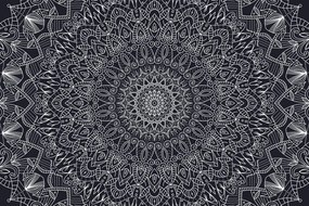 Tapeta detailná ozdobná Mandala v čiernobielom - 300x200