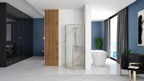 Rea Diamond, päťuholníkový sprchový kút 100 x 100 cm, 6mm číre sklo, zlatá matná, REA-K5684