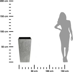 PLASTOVÝ KVETINÁČ PORTO 75X39,5X39,5 CM IMITÁCIA BETÓNU SIVÁ
