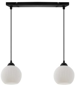 Závesné svietidlo Riffle Round, 2x biele sklenené tienidlo, b
