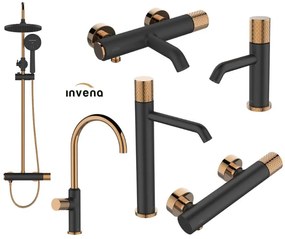 Invena Moonlight, umývadlová batéria h-182, čierna-ružové zlato, INV-BU-77-014-V