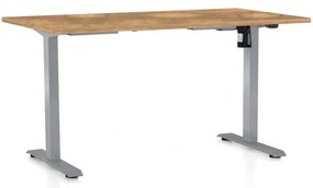 Výškovo nastaviteľný stôl OfficeTech A, 120 x 80 cm, sivá podnož, dub zlatý