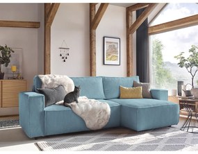 Menčestrová rozkladacia/s úložným priestorom rohová pohovka v mentolovej farbe Nihad – Bobochic Paris