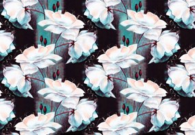 Fototapeta - Kvetinový vzor - tyrkys (254x184 cm)