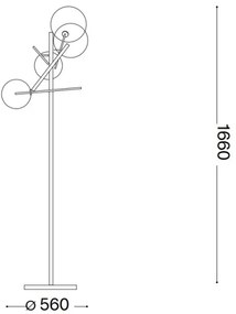 Ideal Lux - LED Stojacia lampa EQUINOXE 4xG4/2W/230V mosadz/číra