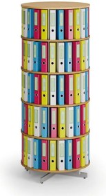 Otočný regál na zakladače, 5 poschodí, buk