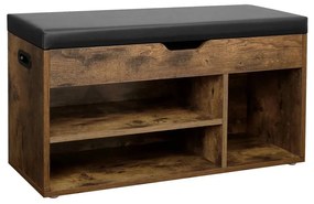 Botník s lavicou a úložným priestorom LUJZA, 80x30x44cm, tmavá hnedá/čierna Vasagle