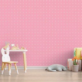 Sablio Tapeta Biele čiarky na ružovej - 125x75 cm