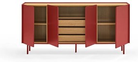 Červená nízka komoda v dekore duba 165x78 cm Arista – Teulat