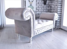 Leňoška LONGUE Velvet Silver II so zníženým bokom