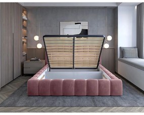 Ružová čalúnená dvojlôžková posteľ s úložným priestorom s roštom 180x200 cm Lamica – ELTAP
