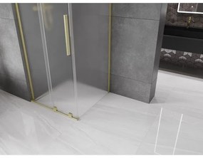 Mexen Velar L, sprchový kút s posuvnými dverami 120 x 120 cm, 8mm sklo námraza, zlatá matná, 871-120-120-33-55