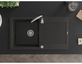 Mexen Leo - drez granitový 90x50cm, 1-komorový, čierna-zlatá, 6501901010-75