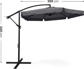 Záhradný slnečník CYNIA s bočnou nohou 300 cm tmavošedý