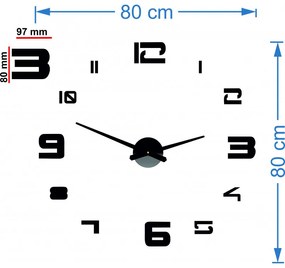 Nástenné hodiny nalepovacie  veľké Moderné hodiny | SENTOP 12P021 PLEXI 2D