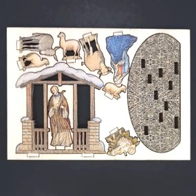 AMADEA Drevený skladací betlehem 3D 8 cm