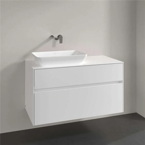 VILLEROY &amp; BOCH Collaro závesná skrinka pod umývadlo na dosku (umývadlo vľavo), 2 zásuvky, 1000 x 500 x 548 mm, Glossy White, C11000DH