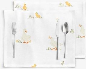 Goldea veľkonočné prestieranie na stôl 100% bavlnené plátno - kačice - sada 2ks 30 x 40 cm