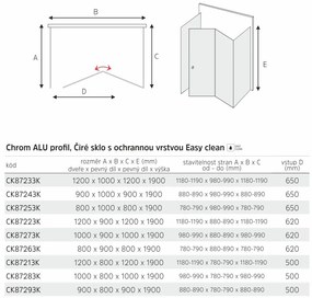 Mereo Mereo, Sprchový kút, LIMA, chróm ALU, sklo číre, MER-CK87243K