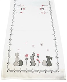 Veľkonočný obrus Zajačiky sivé 40x110cm TiaHome