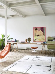 Béžový ručne tkaný bavlnený koberec so vzorom Woven - 200*300 cm
