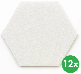 Akustický panel, šesťuholník, 30x26 cm, 12 ks, biela