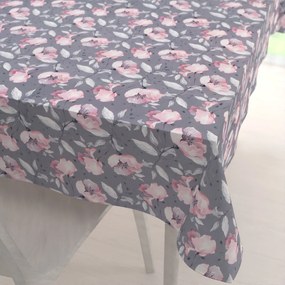 Biante Zamatový obdĺžnikový obrus Tamara TMR-013 Ružové kvety na sivom 60x100 cm