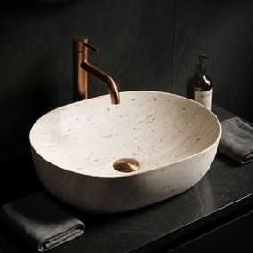 Rea Amelia Travertine, umývadlo na dosku 480x345x135 mm, imitácia kameňa, REA-U4210