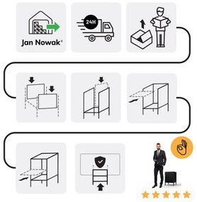 Čierny nočný stolík kovový MIA Modern 424 x 595 x 400 mm