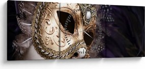 Obraz sochy so škraboškou (s hodinami) (90x30 cm)
