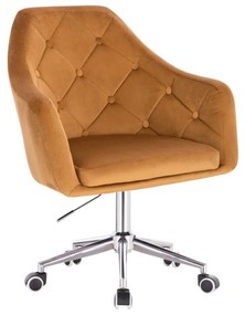 LuxuryForm DESIGN Kreslo ANDORA VELUR na striebornej podstave s kolieskami - hnedé