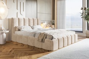 Čalúnená manželská posteľ s úložným priestorom SLIM 11 - béžová zamat | 160×200