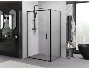 Mexen Exo, sprchovací kút s krídlovými dverami 80 x 90 cm, 6mm číre sklo, čierny profil, 8182-080-090-70-00