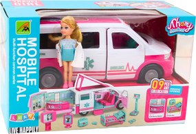 LEAN Toys Mobilná nemocničná ambulancia 2W1 Lekár bábika Zdravotnícke príslušenstvo