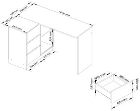 Rohový PC stolík Balcon (dub craft) (L). Vlastná spoľahlivá doprava až k Vám domov. 1117062