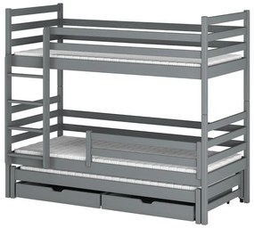 Poschodová posteľ Luk 90x200 cm sivá