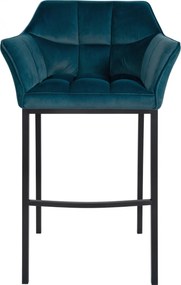 Barová stolička Damaso B - zamat, čierny 4-nohý rám - Zelená