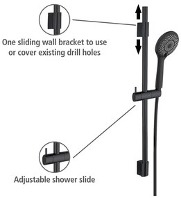 Čierny sprchový set z nerezovej ocele 70 cm Water Saving - Wenko