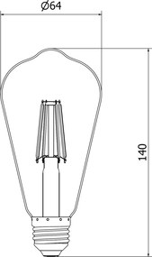 Mexen Vintis, LED filamentová žiarovka E27, ST64, 4 W, teplá biela 2200K, dymová, L152-E27-0422-70