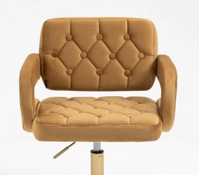 LuxuryForm Barová stolička ADRIA VELUR na čiernej hranatej podstave - hnedá