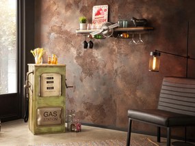 furniture-nabytek.cz - Masívny barový regál Gas Station z mangového dreva a kovu, lakovaný, zelený – 48×50×102 cm