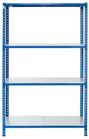 Bezskrutkový kovový regál 200x120x30cm L profil, 4 police
