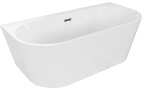 Mexen Oval+, voľne stojaca vaňa ku stene 170 x 80 cm, biela lesklá, grafitová matná, 52681708000-95