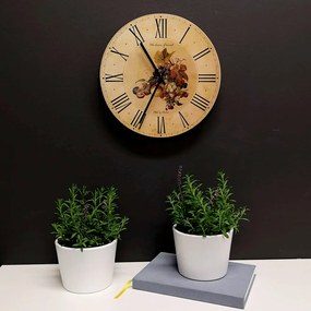 AMADEA Drevené hodiny nástenné okrúhle s ovocím, masívne drevo, priemer 25 cm